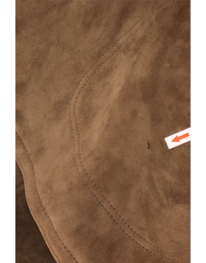 Vintage Mens Hooded Shearling Coat IT 54 2XL Khaki