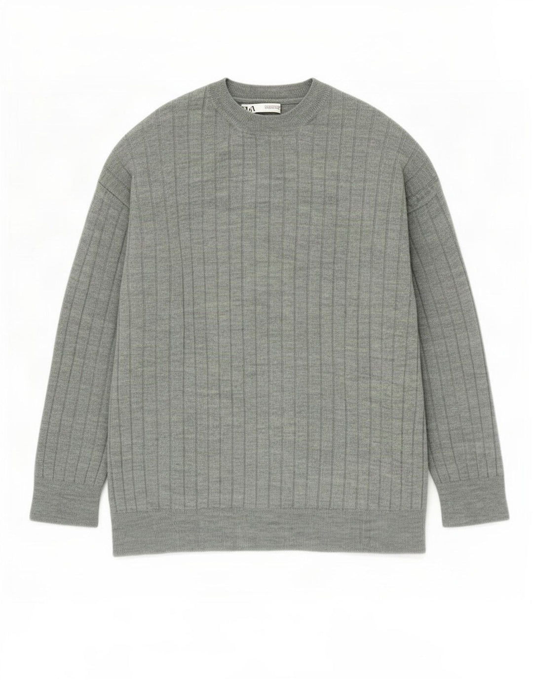 Zara Mens Crew Neck Jumper Sweater Medium Green Acrylic