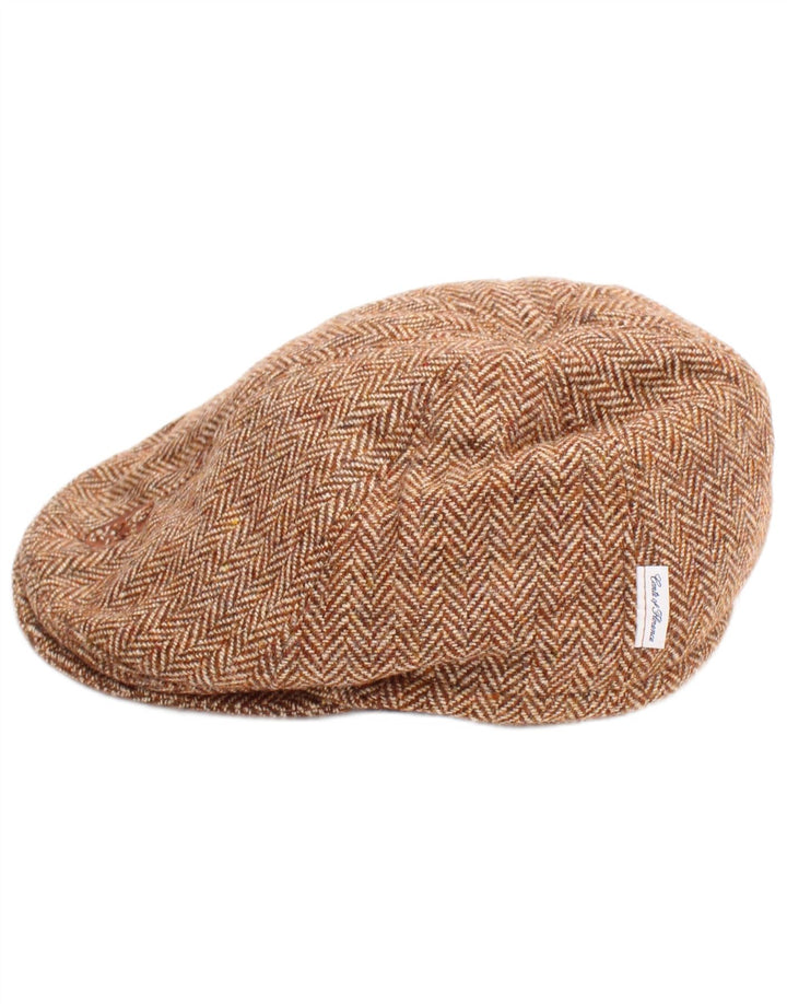 Conte of Florence Mens Flat Cap Medium Beige Herringbone Classic