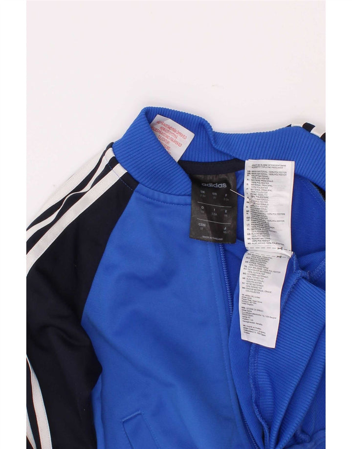 Adidas Boys Tracksuit Top Jacket 2-3 Years Blue Colourblock Polyester
