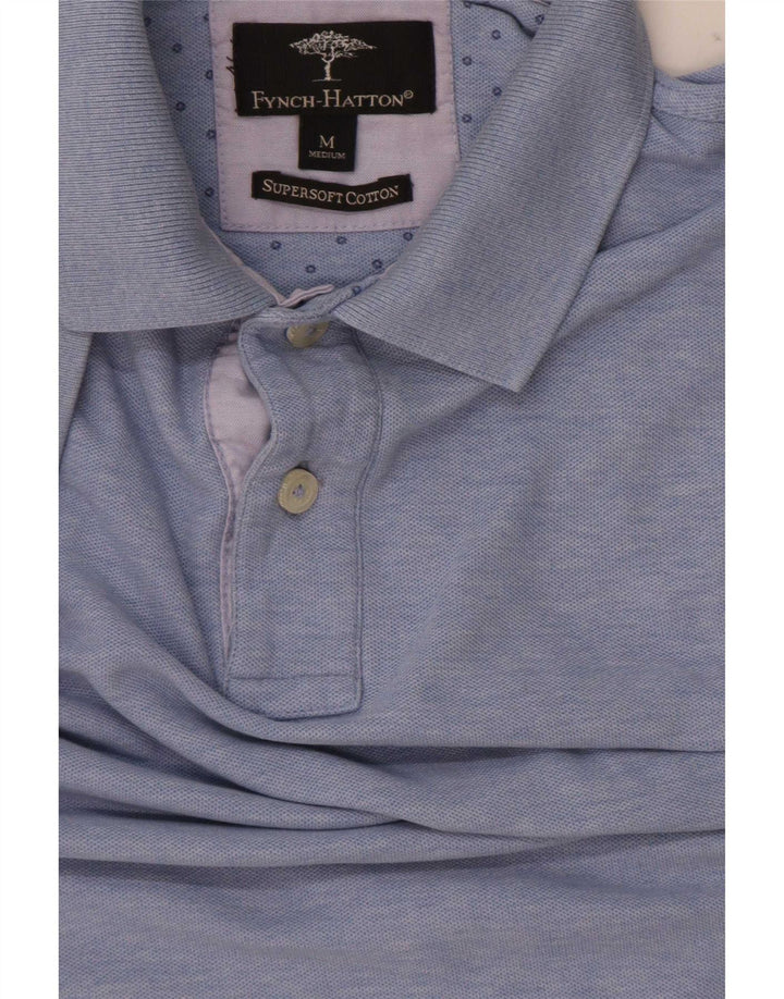Fynch Hatton Mens Polo Shirt Medium Blue Cotton