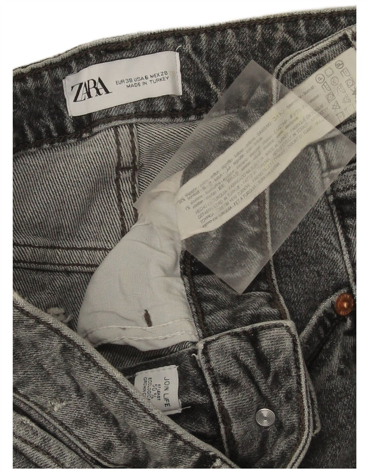 Zara Womens Distressed Straight Jeans EU 38 Small W28 L27 Grey Cotton