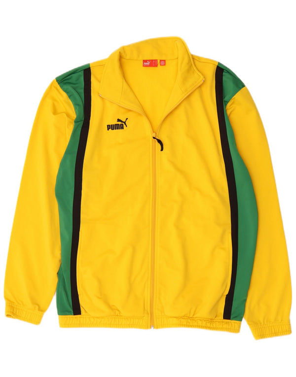 Puma Mens Tracksuit Top Jacket Medium Yellow Colourblock Polyester