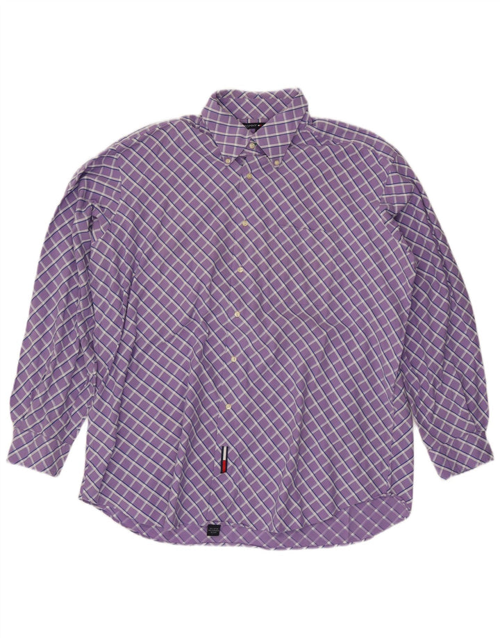 TOMMY HILFIGER Mens Shirt Size 17 1/2 XL Purple Check Cotton
