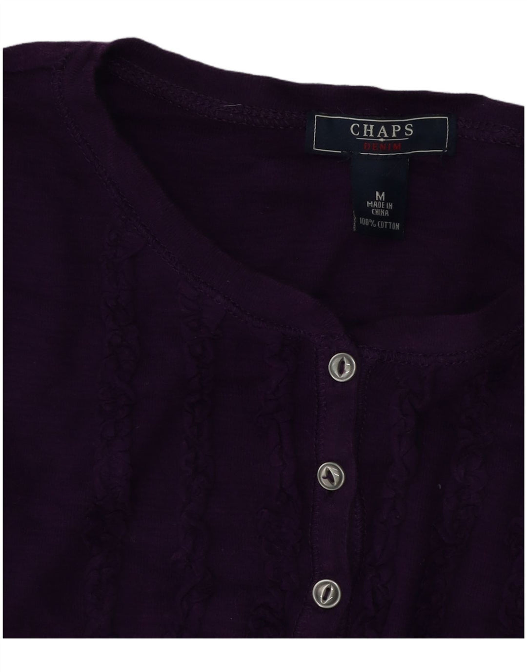 Chaps Womens Top Long Sleeve UK 14 Medium Purple Cotton