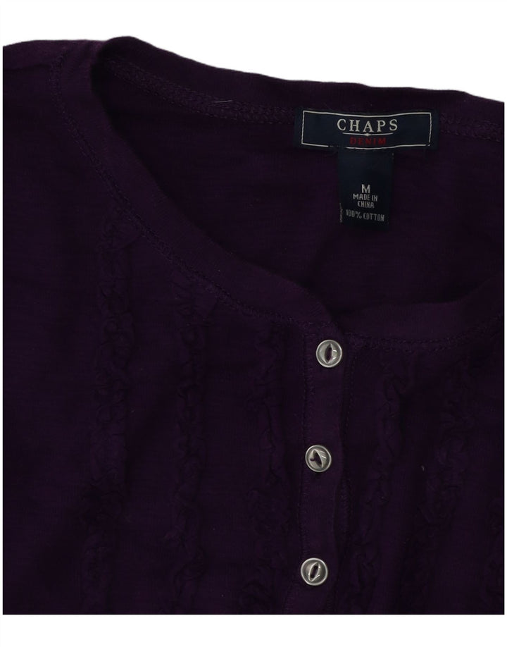 Chaps Womens Top Long Sleeve UK 14 Medium Purple Cotton