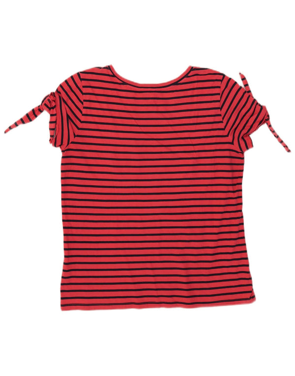 Nautica Womens T-Shirt Top UK 14 Large Red Striped Cotton