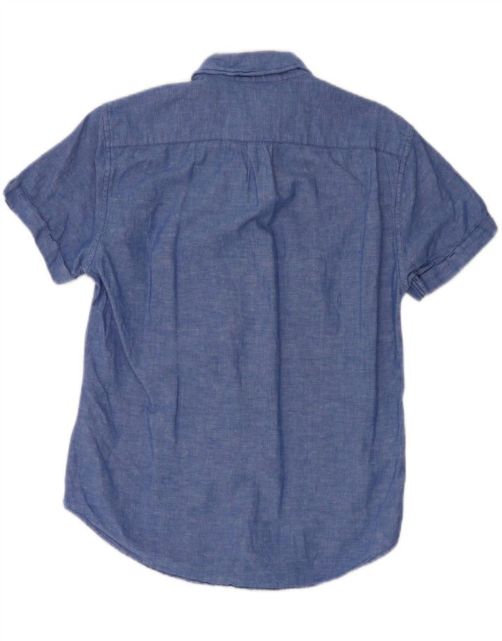 SCOTCH & SODA Mens Short Sleeve Shirt Small Blue Cotton Vintage Scotch & Soda and Second-Hand Scotch & Soda from Messina Hembry 