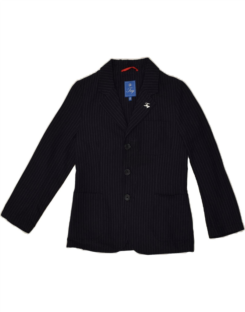 FAY Boys 3 Button Blazer Jacket 7-8 Years Navy Blue Striped | Vintage Fay | Thrift | Second-Hand Fay | Used Clothing | Messina Hembry 