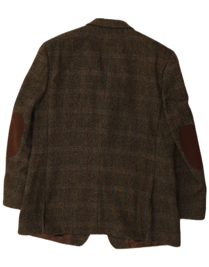 Mario Barutti Mens Harris Tweed Blazer Jacket IT 54 2XL Khaki Check