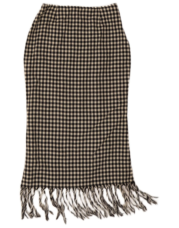 Vintage Womens High Waist Midi Skirt IT 42 Medium W28  Black Check