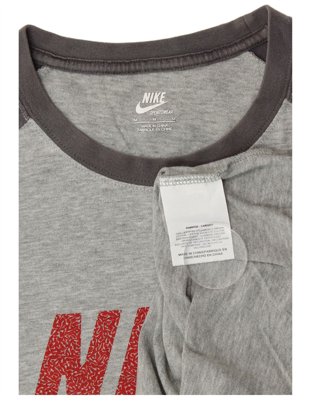 NIKE Mens Graphic T-Shirt Top Medium Grey Colourblock Cotton