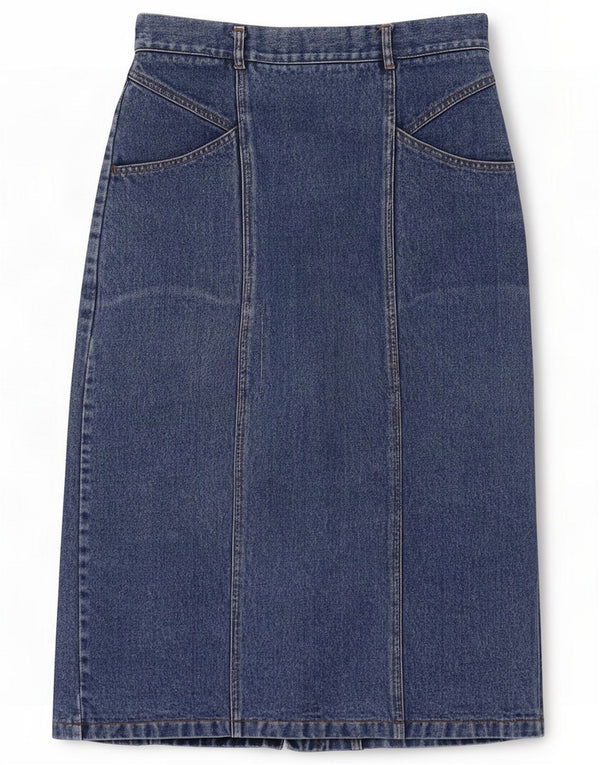 Vintage Womens Denim Pencil Skirt Medium W28 Blue
