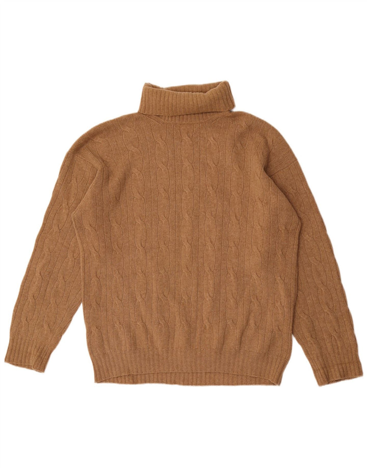 Benetton Mens Roll Neck Jumper Sweater 2XL Brown