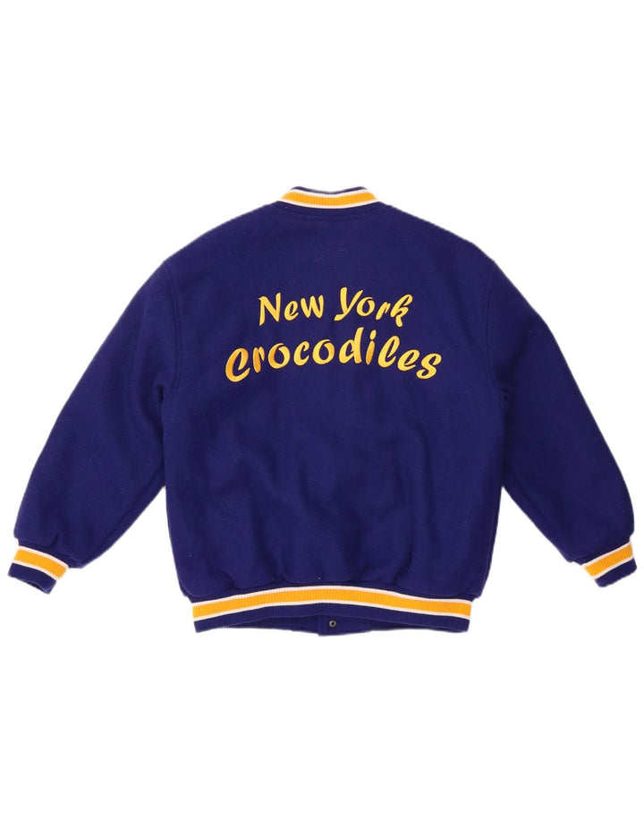 ZARA Girls New York Crocodiles Graphic Varsity Jacket 9-10 Years Navy Blue