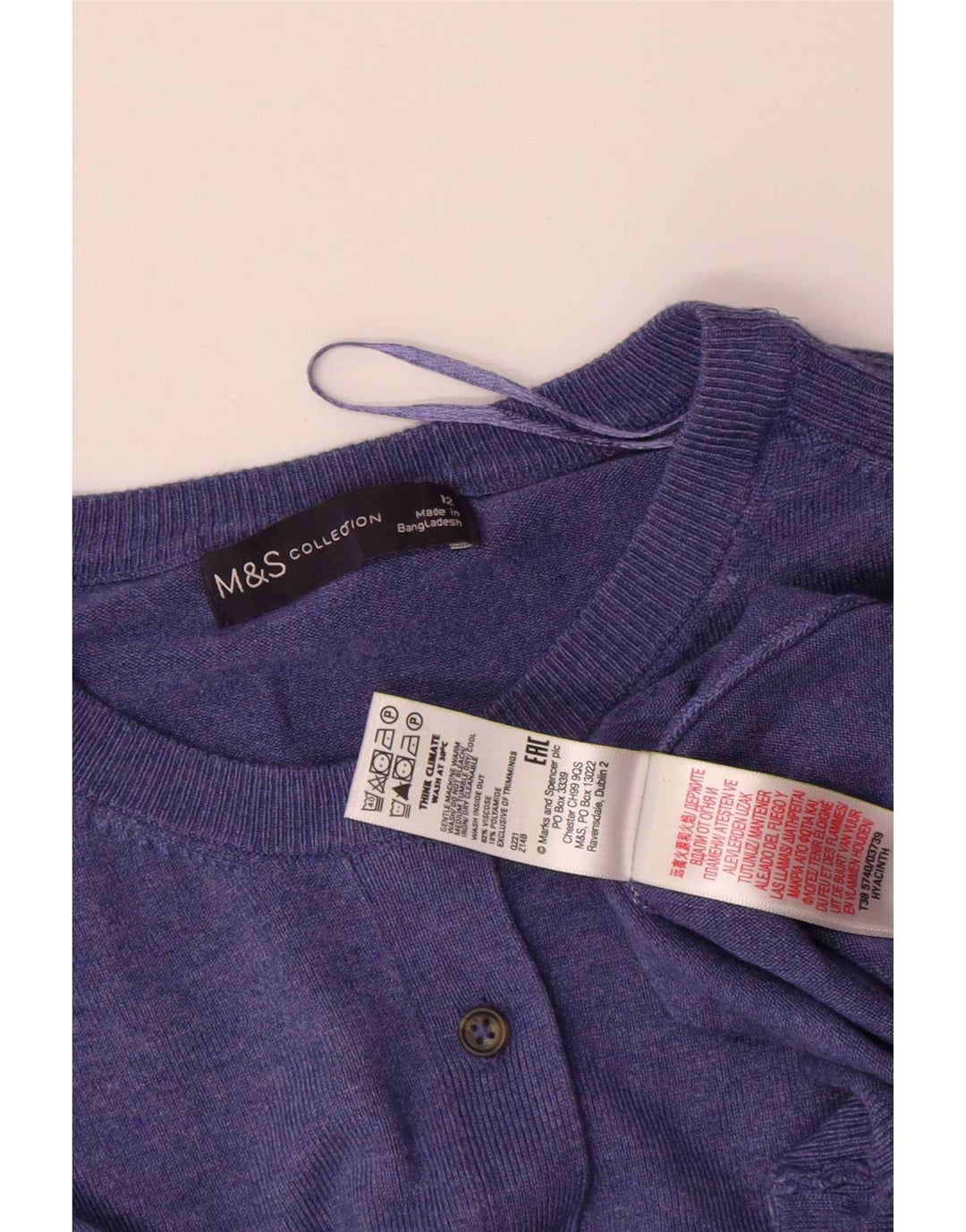 Marks & Spencer Womens Cardigan Sweater UK 12 Medium Blue Viscose