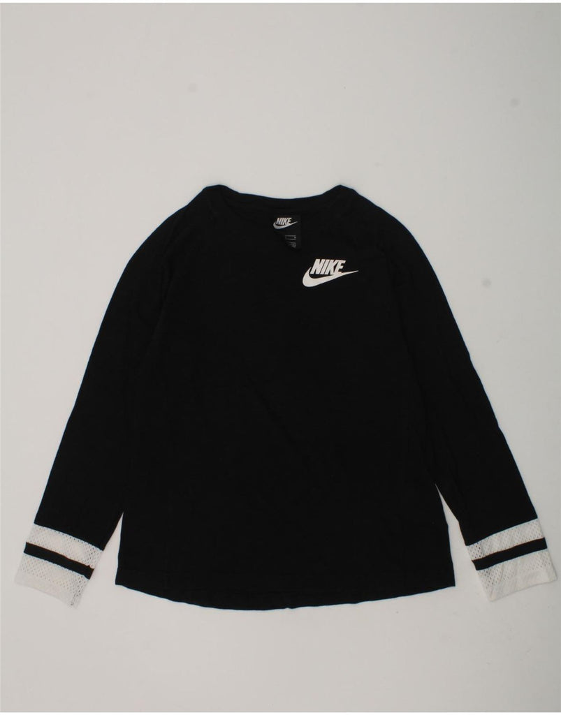 NIKE Girls Top Long Sleeve 10-11 Years Medium Black Cotton | Vintage Nike | Thrift | Second-Hand Nike | Used Clothing | Messina Hembry 