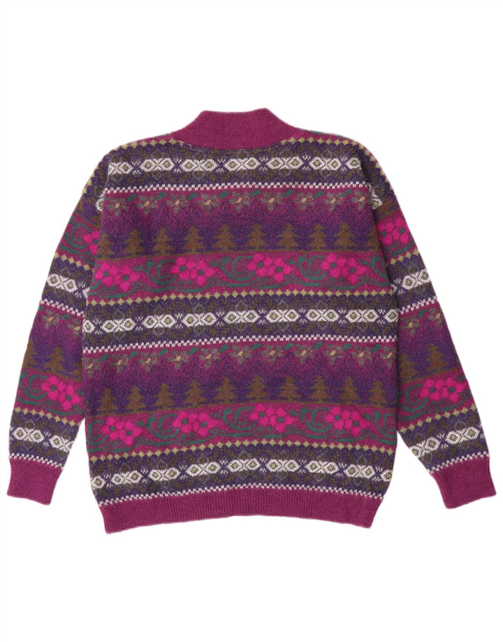 Silvy Womens V-Neck Jumper Sweater IT 46 Large Purple Floral