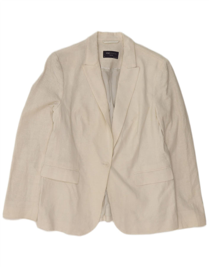 Marks & Spencer Womens 1 Button Blazer Jacket UK 14 Large White
