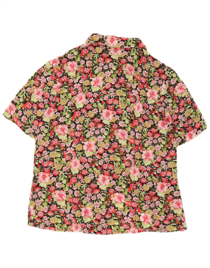 Vintage Womens Short Sleeve Shirt UK 12 Medium Multicoloured Floral
