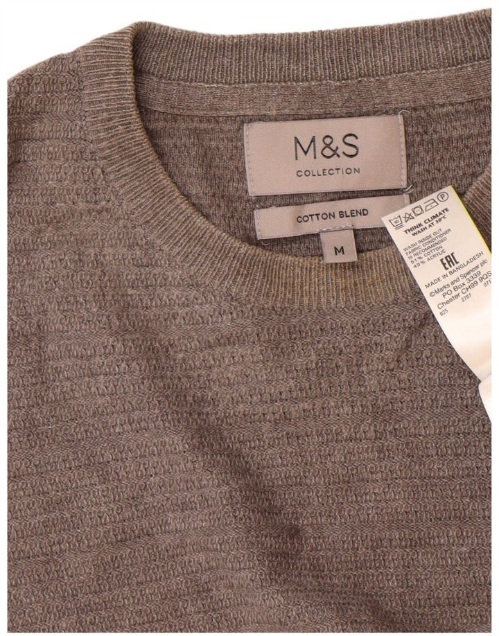 Marks & Spencer Mens Crew Neck Jumper Sweater Medium Grey Cotton