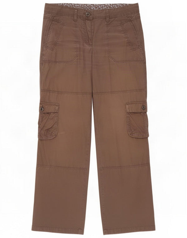 Benetton Womens Straight Cargo Trousers IT 44 Medium W32 L30 Brown Cotton