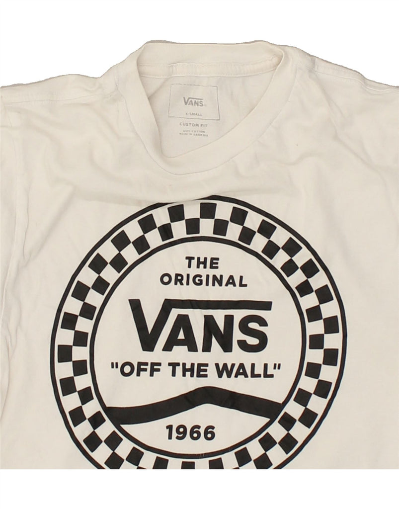 VANS Womens Custom Fit Graphic T-Shirt Top UK 6 XS White Cotton | Vintage Vans | Thrift | Second-Hand Vans | Used Clothing | Messina Hembry 