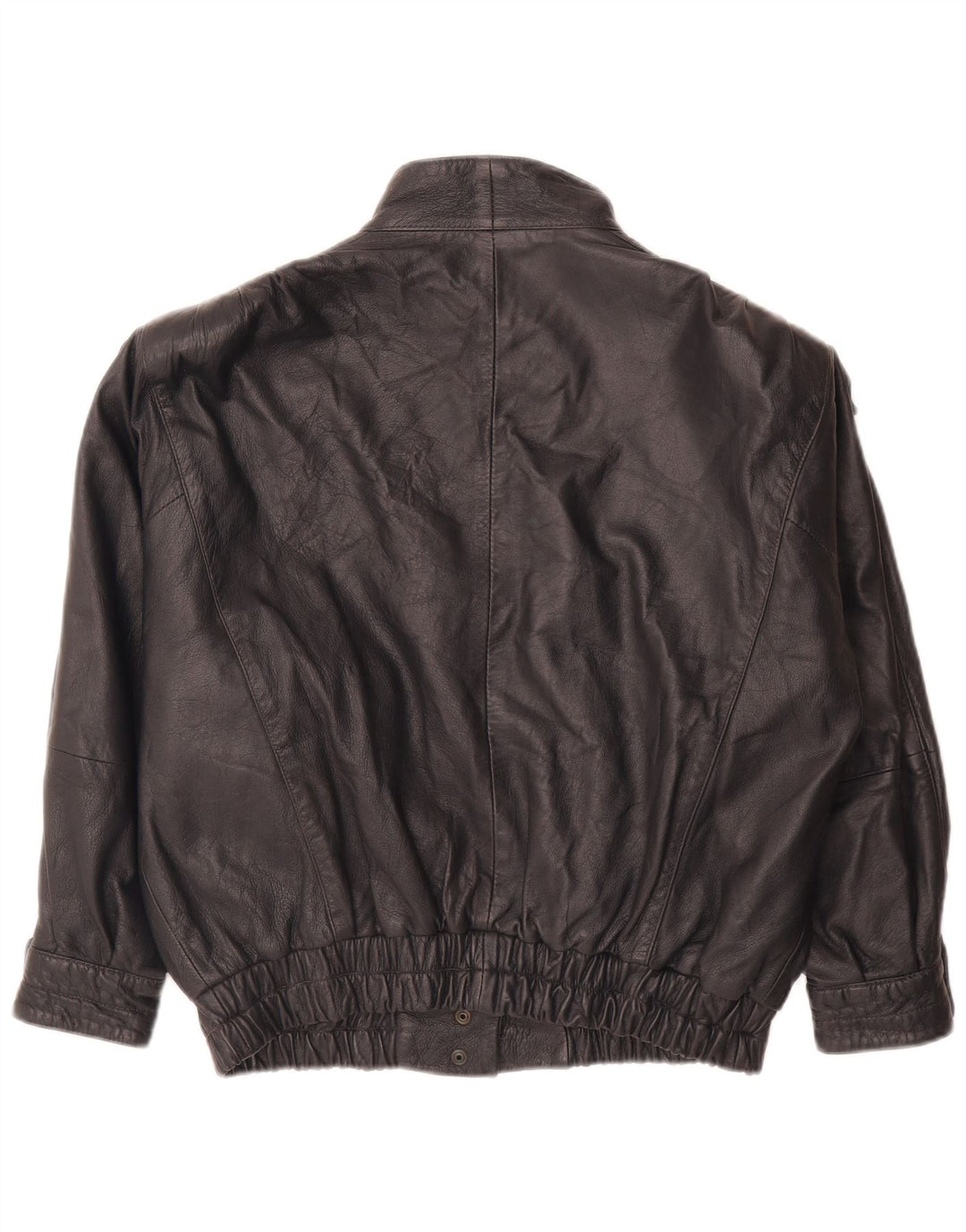 Essebi Womens Leather Jacket IT 42 Medium Navy Blue