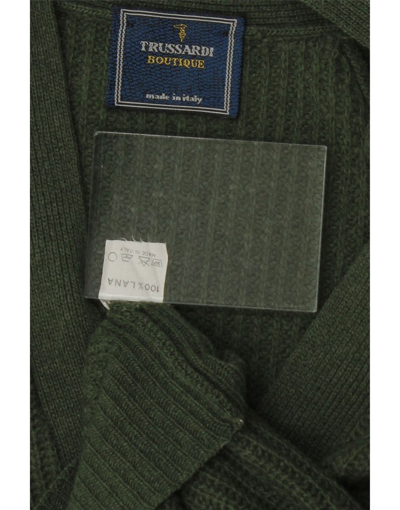 TRUSSARDI Womens Oversized Cardigan Sweater UK 18 XL Green Wool Vintage Trussardi and Second-Hand Trussardi from Messina Hembry 