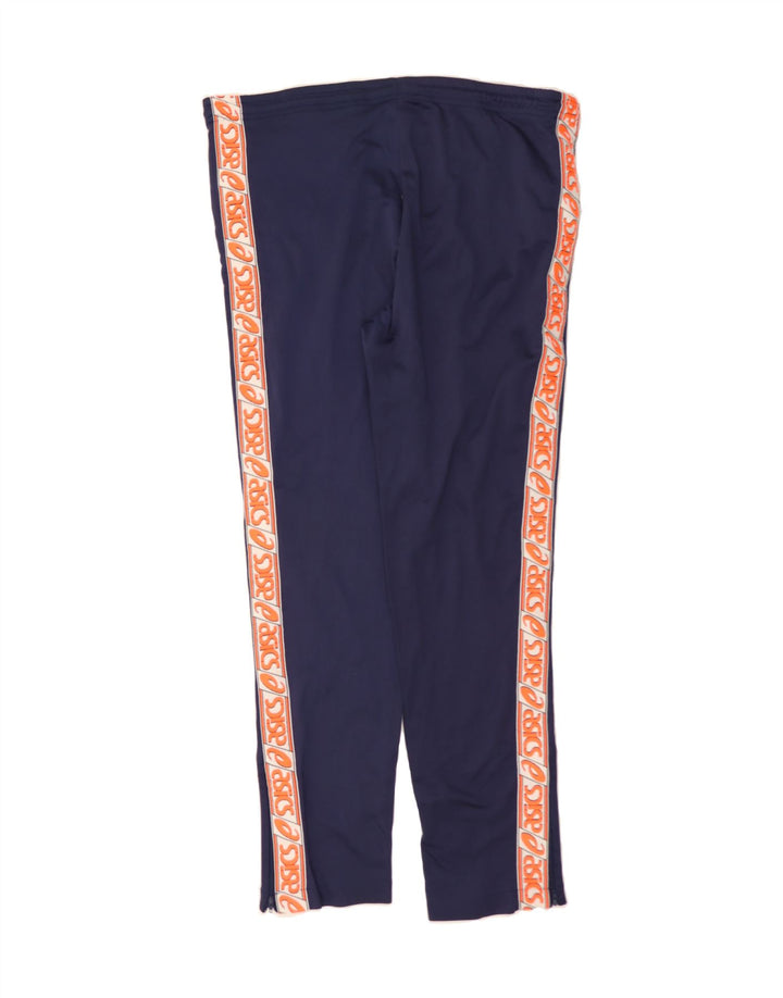 ASICS Mens Graphic Tracksuit Trousers Large Navy Blue Colourblock Vintage Asics and Second-Hand Asics from Messina Hembry 