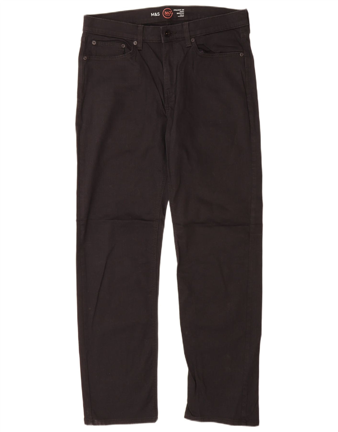 Marks & Spencer Mens Regular Straight Jeans W34 L31 Black Cotton