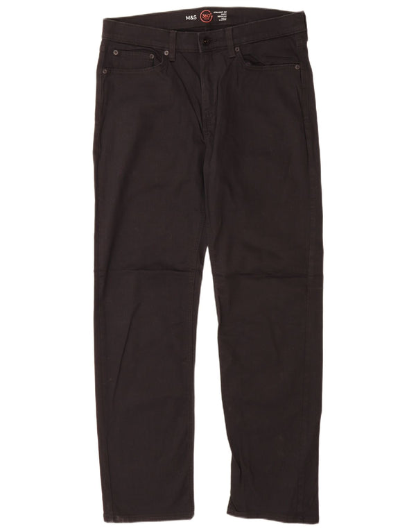 Marks & Spencer Mens Regular Straight Jeans W34 L31 Black Cotton
