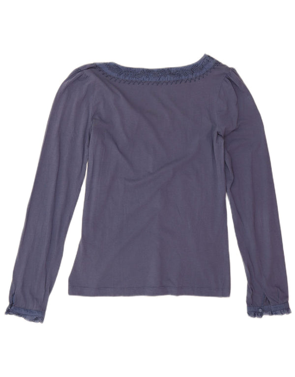 Massimo Dutti Womens Long Sleeve Blouse Top UK 14 Medium Blue Cotton