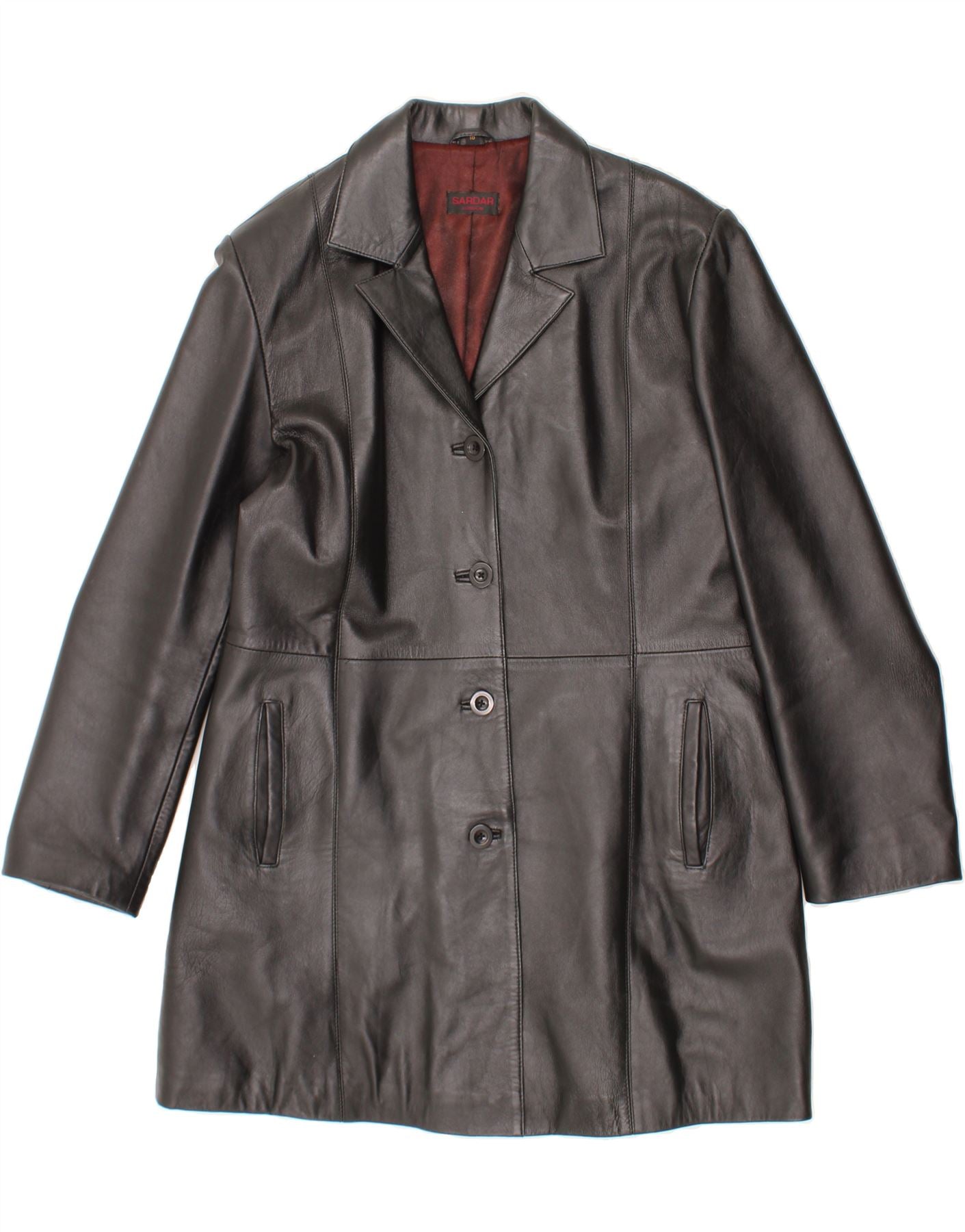 SARDAR Womens Leather Coat UK 18 XL Black Vintage Second-Hand