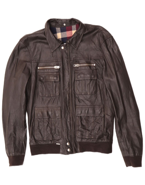 S.W.O.R.D. 6.6.44 Mens Bomber Leather Jacket IT 52 Large Brown Leather