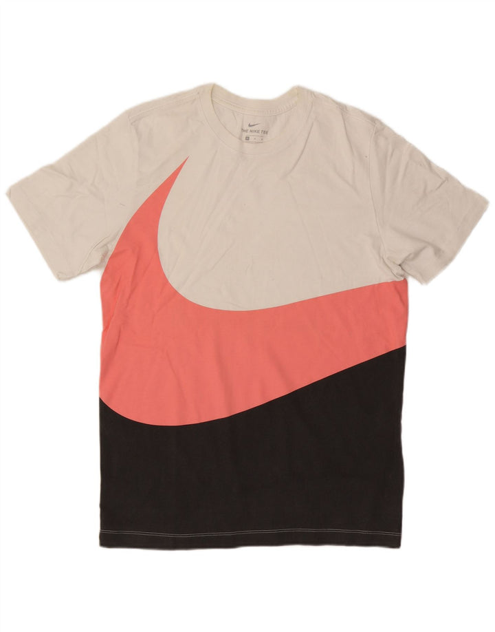 Nike Mens Graphic T-Shirt Top Medium White Colourblock Cotton