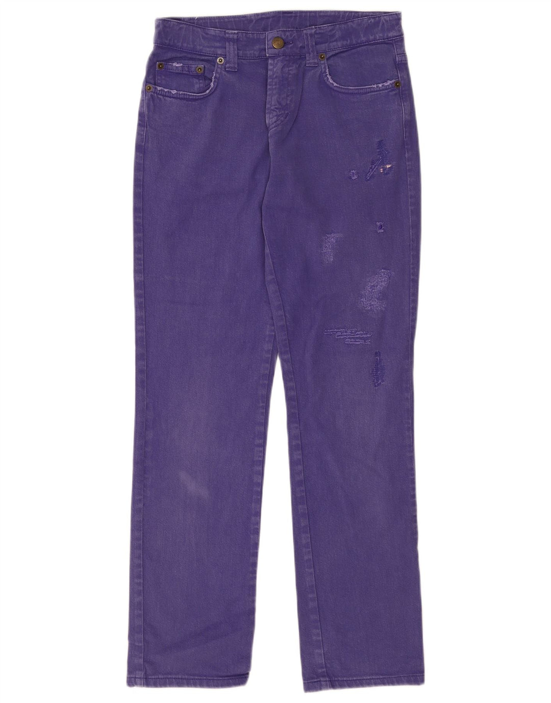 ICEBERG Womens Distressed Straight Jeans W28 L30 Purple Cotton