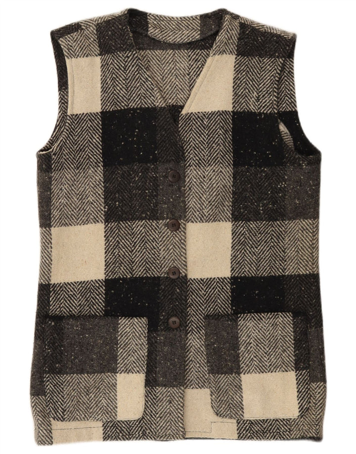 Vintage Womens Gilet IT 44 Medium Black Check Wool