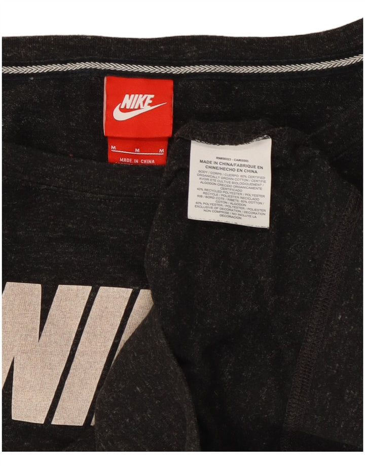 Nike Womens Off Shoulder Graphic Top 3/4 Sleeve UK 14 Medium Grey Flecked