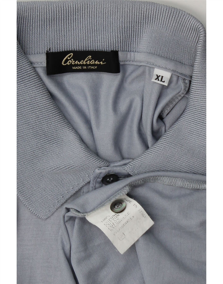 Corneliani Mens Polo Shirt XL Blue Cotton