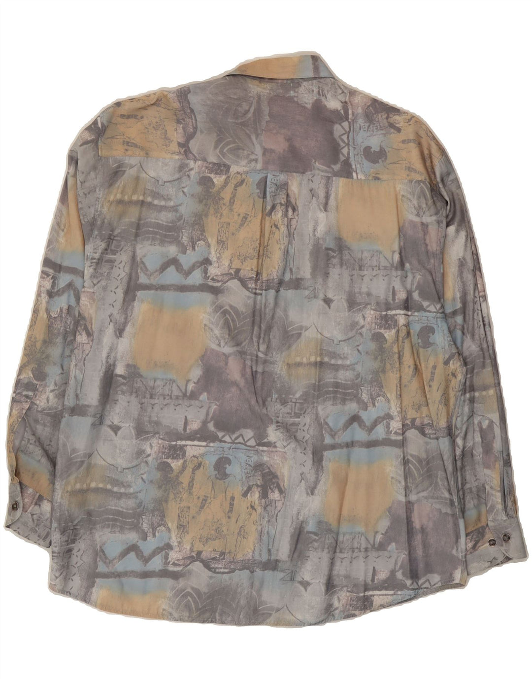 VINTAGE Mens Abstract Pattern Shirt Size 41/42 Large Grey Vintage Vintage and Second-Hand Vintage from Messina Hembry 
