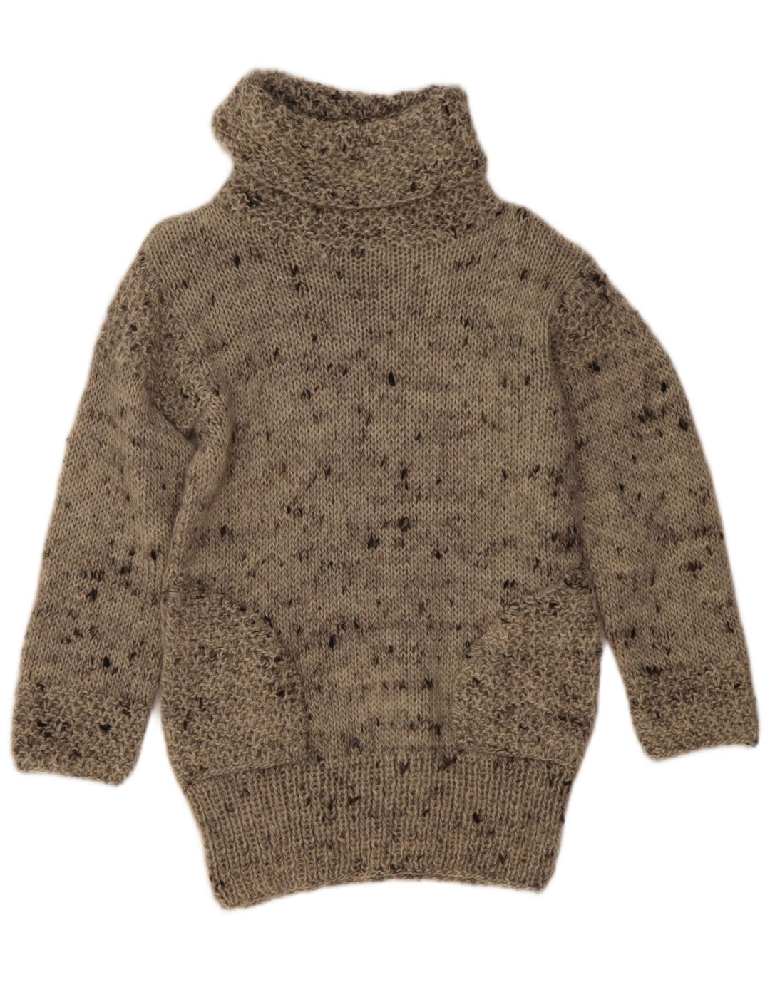 Vintage Womens Roll Neck Jumper Sweater UK 12 Medium Grey Flecked