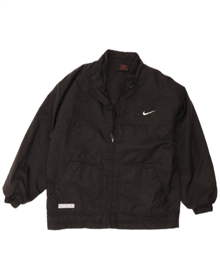 Nike Boys Graphic Windbreaker Jacket 12-13 Years Large Black Nylon