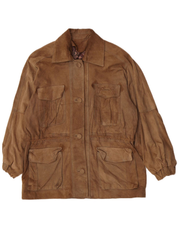 Vintage Womens Suede Jacket EU 42 Large Brown