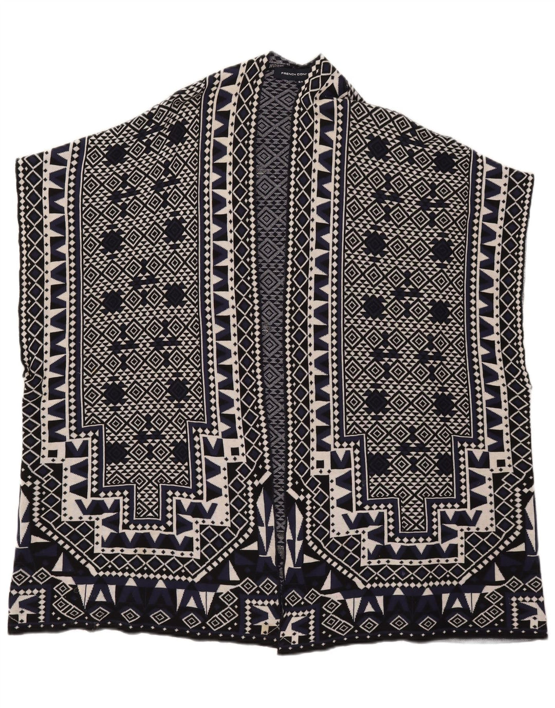 French Connection Womens Cardigan Sweater UK 10 Small Navy Blue Geometric