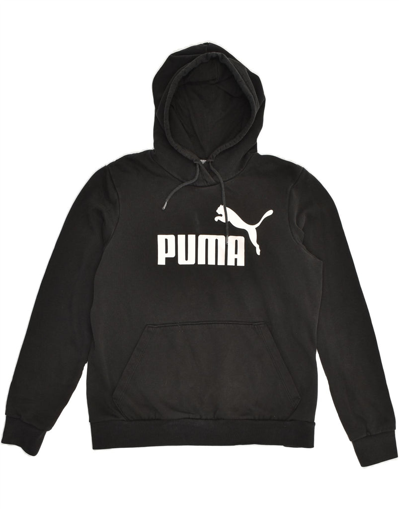 PUMA Womens Graphic Hoodie Jumper UK 18 XL Black Cotton | Vintage Puma | Thrift | Second-Hand Puma | Used Clothing | Messina Hembry 