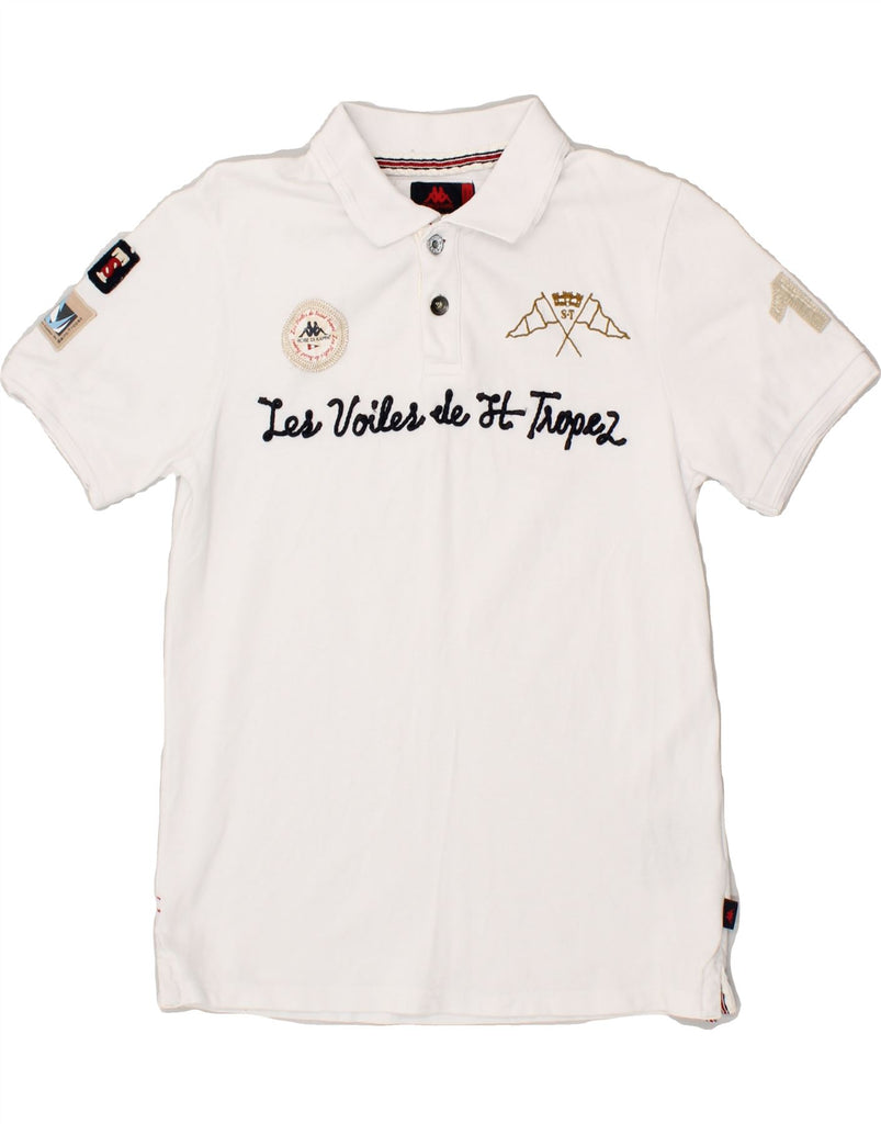 KAPPA Boys Graphic Polo Shirt 13-14 Years White Cotton | Vintage Kappa | Thrift | Second-Hand Kappa | Used Clothing | Messina Hembry 