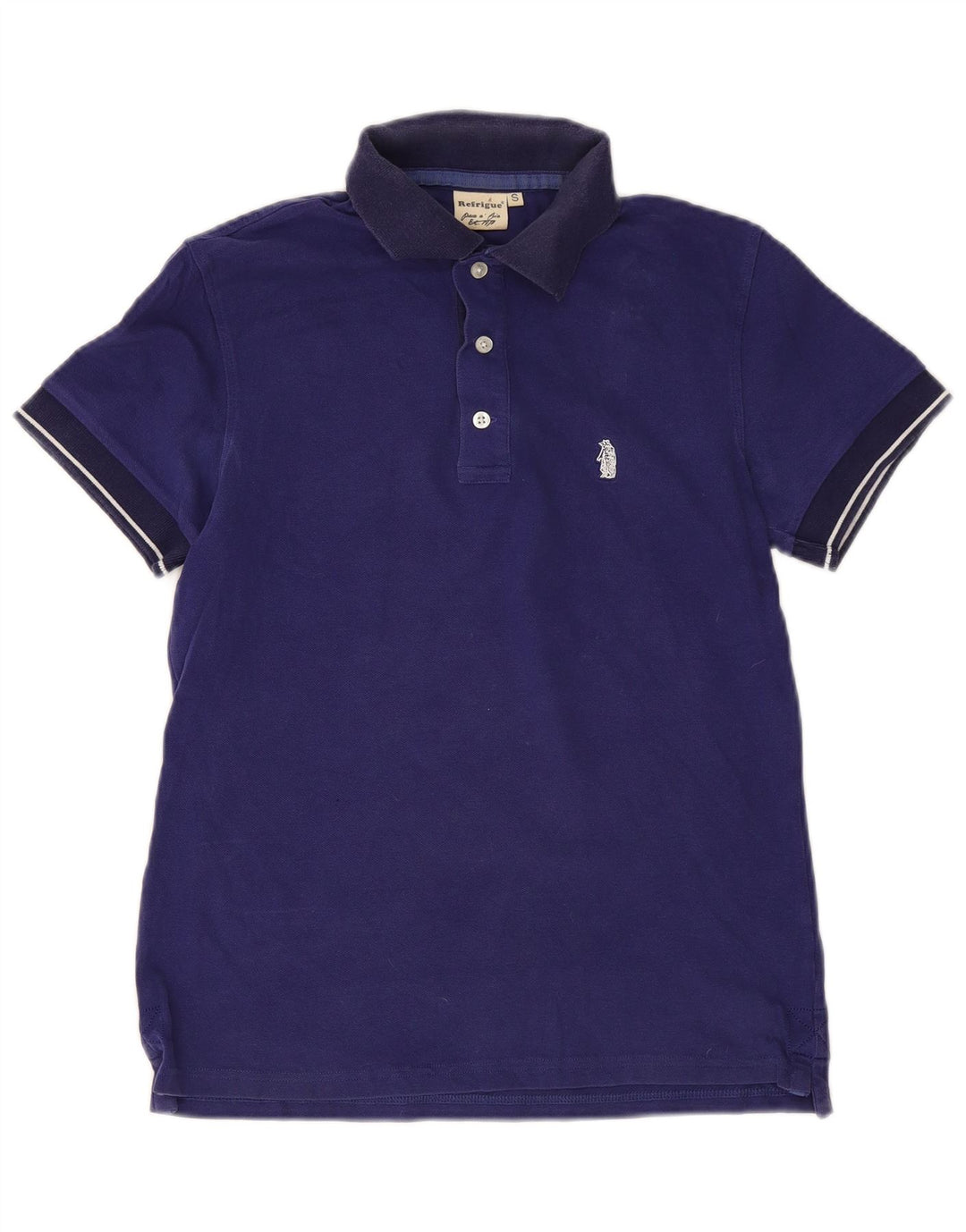 Refrigue Mens Polo Shirt Small Blue Cotton