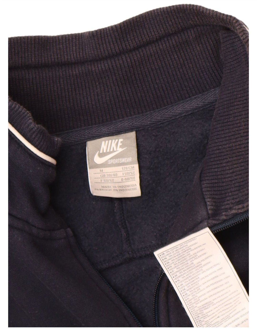 Nike Mens Tracksuit Top Jacket UK 38/40 Medium Navy Blue Cotton