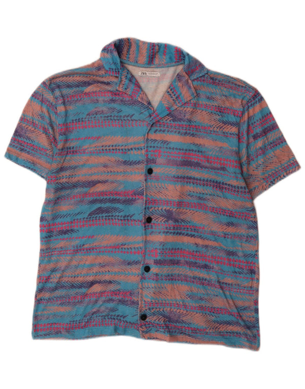 Zara Mens Short Sleeve Shirt Medium Multicoloured Striped